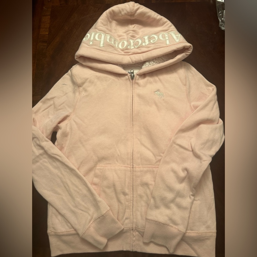 Abercrombie kids pink zip up hoodie - size 11/12